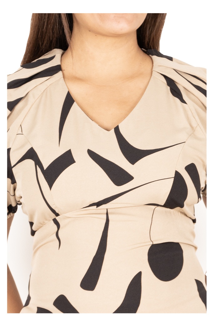 Nifty Soul V Neck Puff Sleeve Dress
