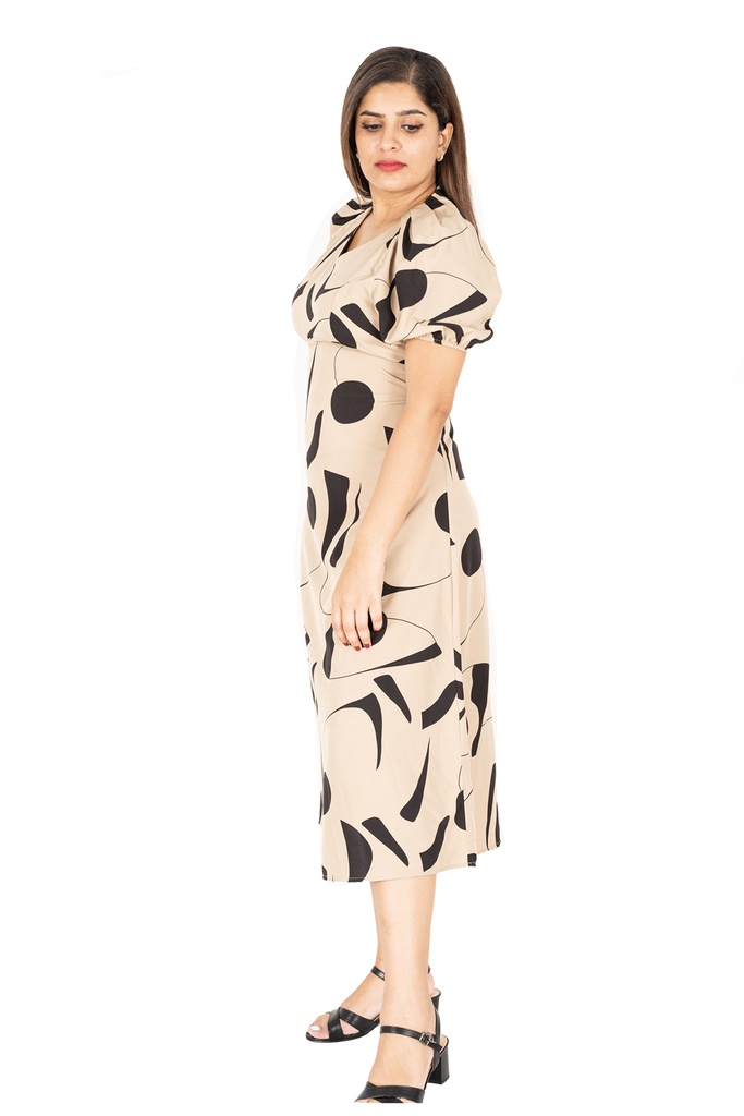 Nifty Soul V Neck Puff Sleeve Dress