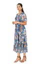 Nifty Soul V Neck Smocked Chiffon Maxi Dress