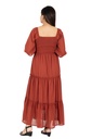 Nifty Soul 3/4 Sleeve Square Neck Smocked Tiered Maxi Dress