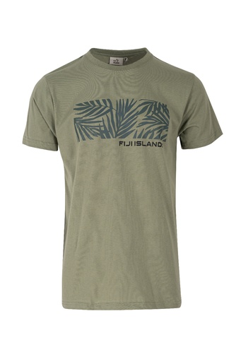 [TM4165] Fiji Island Mens Printed Tees - Revival (S, Oil Green)