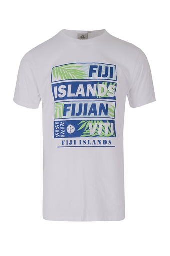 [TM4170] Fiji Island Mens Printed Tees - Desto (S, White)