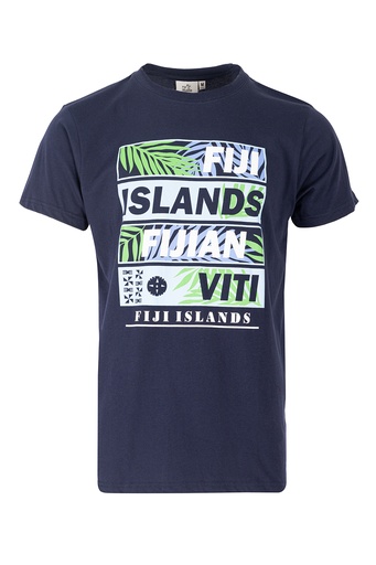 [TM4170] Fiji Island Mens Printed Tees - Desto (S, Navy)