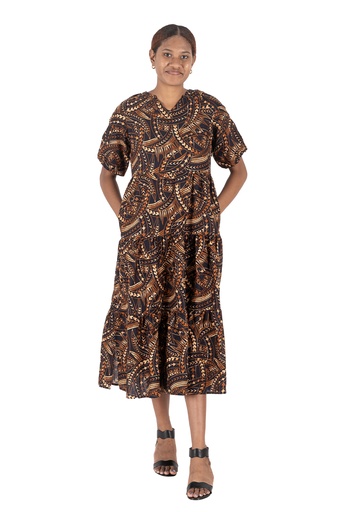 [LD4564] Tribal Ladies Delilah Dress - FB1773 (10, Black/ Brown)