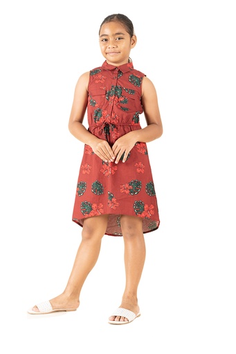 [LG1953] Senitoa Girls Kelena Dress Elita (4, Maroon )