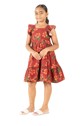 [LG1956] Senitoa Alani Girls Dress Nanise (4, Maroon )