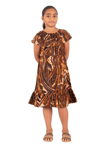 [LG1949] Akamu Girls Talulla Dress Ovini (4, Brown)