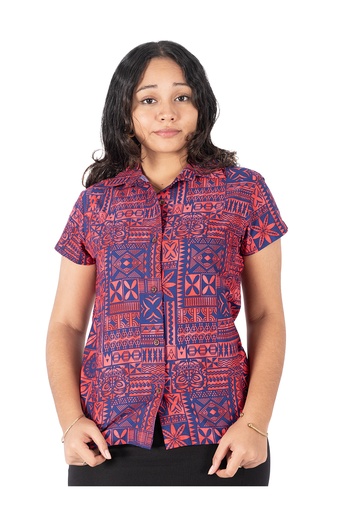 [LW4246] Tribal Origin Ladies Bula Top - FB1803 (8, Navy/Red)