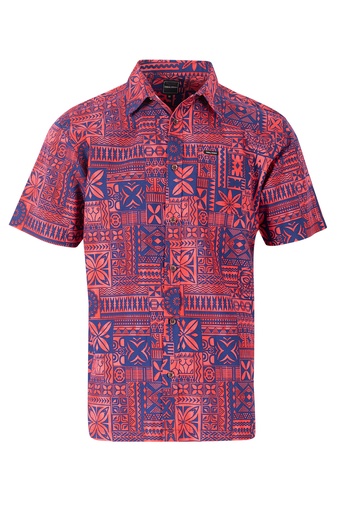 [SS4226] Tribal Origin Mens Bula Shirt - FB1803 (S, Navy/Red)