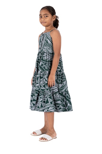 [LG1961] Tribal Origin Girls Grace Dress - FB1809 (4, Green)