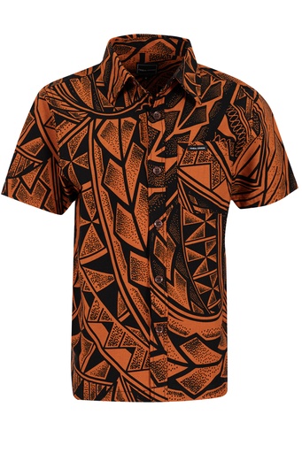 [SB2060] Tribal Origin Boys Bula Shirts - FB1809 (2, Black/Brown)