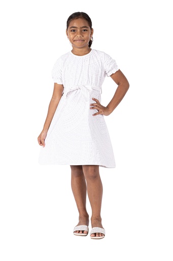 [LG1962] Tribal Origin Girls Rylee Dress - FB1811 (4, White)