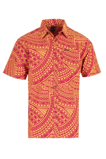 [SS4232] Tribal Origin Mens Bula Shirts - FB1811 (S, Maroon/Rust)