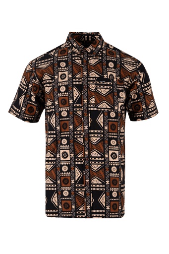 [SS4288] Tribal Mens Bula Shirt FB1785 (S, Brown Black)