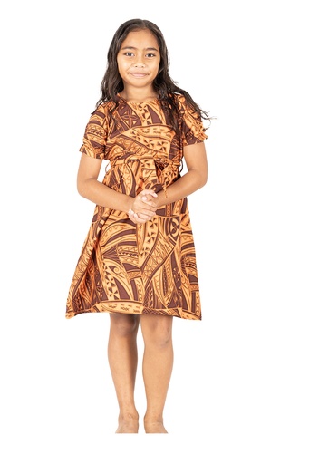 [LG2005] Tribal Origin Girls Rylee Dress FB1797 (4, Rust)