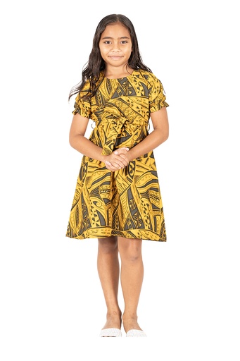 [LG2005] Tribal Origin Girls Rylee Dress FB1797 (4, Yellow)