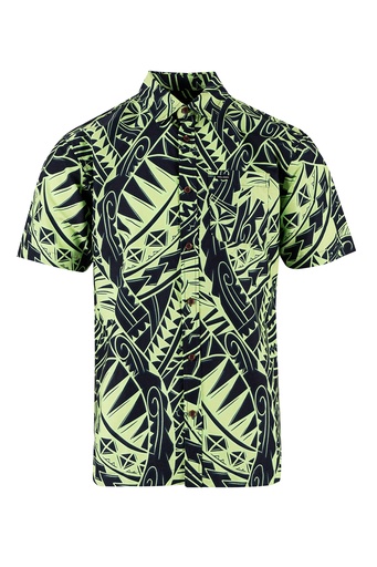 [SS4278] Tribal Mens Bula Shirt FB1798 (S, Lime Green)