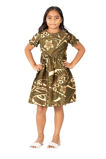 [LG2012] Tribal Origin Girls Fillipa Dress FB1799 (4, Olive)