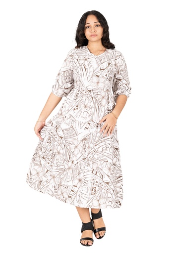 [LD4683] Tribal Origin Ladies Embelia Dress FB1795 (Beige, 10)