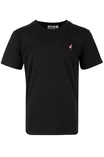 [TM4317] Dark Mens Relax Cvc Tees - Flamingo (XS, Black)