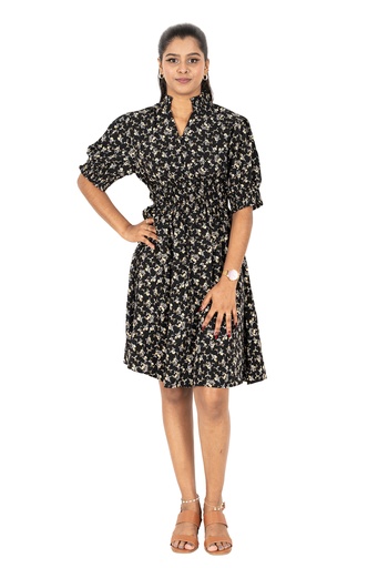 [LD4725] Nifty Soul V Neck Dress (8, Black)