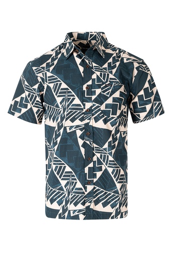 [SS4325] Tribal Origin Mens Bula Shirt- Fearfiou (S, Bottle Green)
