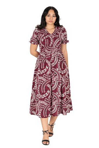 [LD4787] Tribal Origin Arabella Dress - Kovia (10, Burgundy)