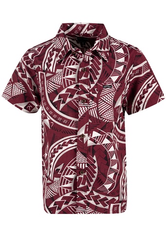 [SB2077] Tribal Origin Boys Bula Shirt- Kovia (2, Burgundy)