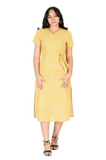 [LD4790] Tribal Origin Ladies Arina Dress- Matana (10, Gray/Yellow)