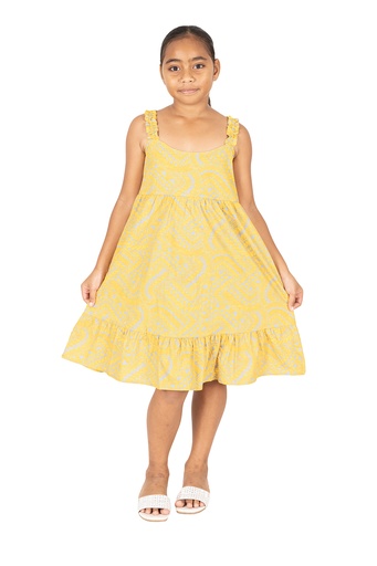 [LG2018] Tribal Origin Girls Eleena Dress- Matana (2, Gray/Yellow)
