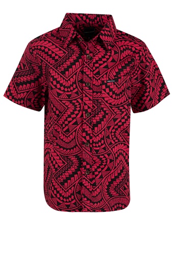 [SB2079] Tribal Origin Boys Bula Shirt- Matana (2, Pink/ Black)