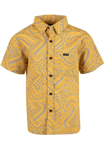 [SB2079] Tribal Origin Boys Bula Shirt- Matana (2, Gray/Yellow)