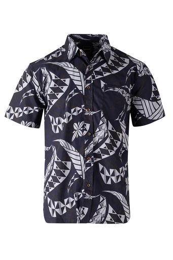 [SS4323] Tribal Origin Mens Bula Shirt- Mawi (S, Black)
