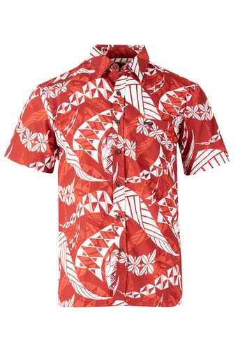 [SS4323] Tribal Origin Mens Bula Shirt- Mawi (S, Rust)