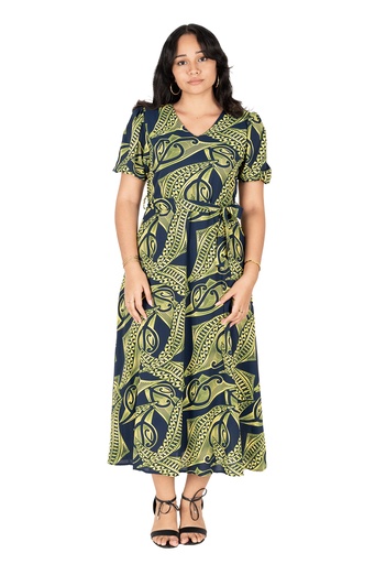 [LD4788] Tribal Origin Ladies Cally Dress - Maivea (10, Navy/Lime)