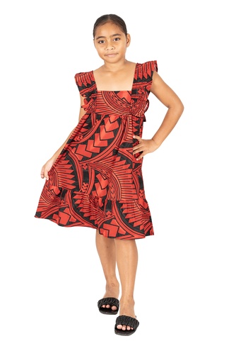 [LG2017] Tribal Origin Girls Dally Dress- Pesi (2, Black/Red)