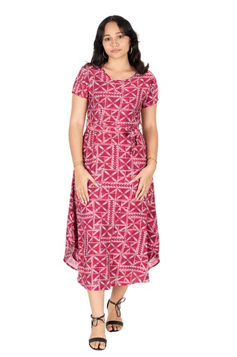 [LD4782] Tribal Origin Womens Rosa Dress- Waevi (10, Maroon )