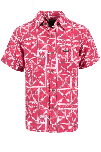 [SB2074] Tribal Origin Boys Bula Shirt- Waevi (2, Maroon )