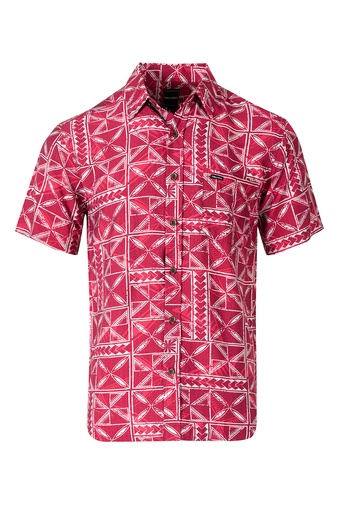 [SS4320] Tribal Origin Mens Bula Shirt- Waevi (S, Maroon )