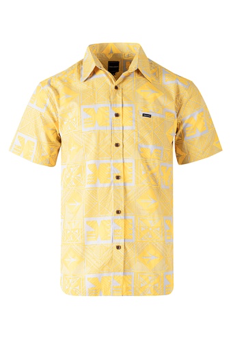 [SS4321] Tribal Origin Mens Bula Shirt- Yasa 1 (S, Yellow/Grey)