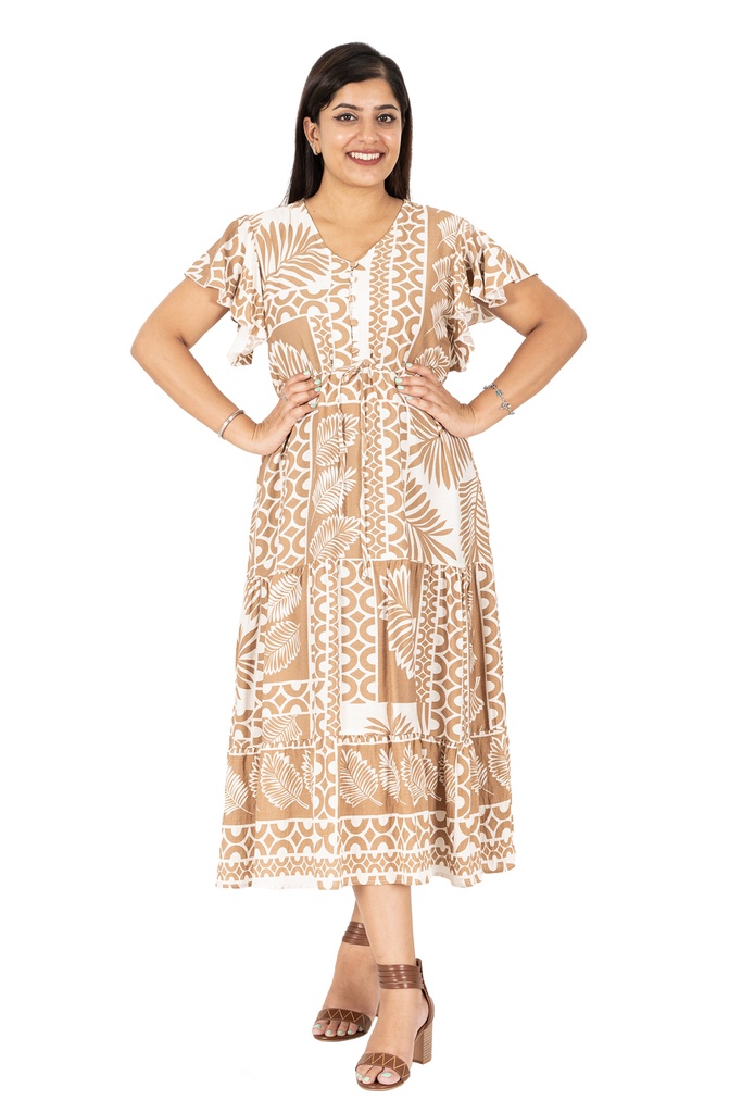 Nifty Soul Midi Dress With Frill Sleeve 