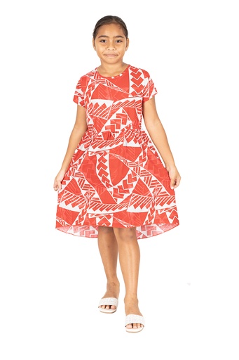 [LG2021] Tribal Origin Girls Maddie Dress - FEAFIOU (2, Bright Red)