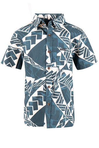 [SB2082] Tribal Origin Boys Bula Shirt- Feafiou (2, Bottle Green)
