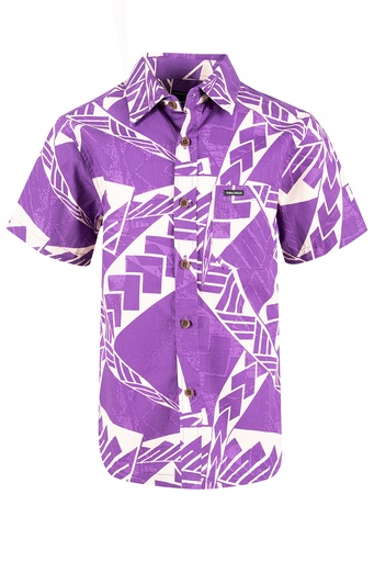 [SB2082] Tribal Origin Boys Bula Shirt- Feafiou (2, Purple)