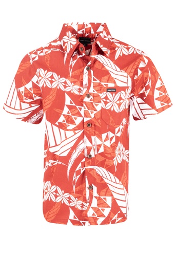 [SB2075] Tribal Origin Boys Bula Shirt- Mawi (2, Red)