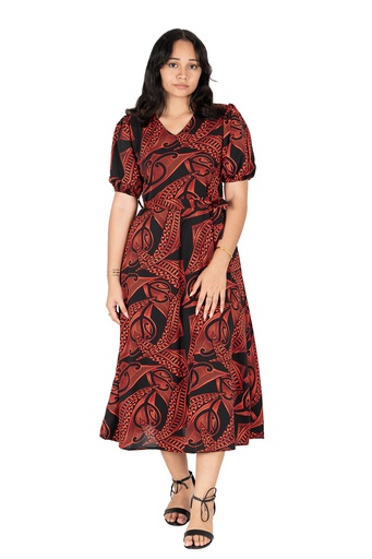 [LD4788] Tribal Origin Ladies Cally Dress - Maivea (10, Black/Red)