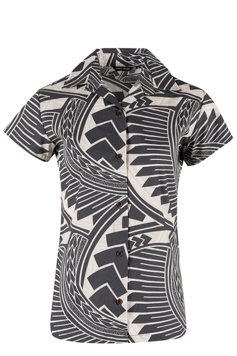 [LW4457] Tribal Origin Ladies Bula Top- Pesi (8, Black/White)