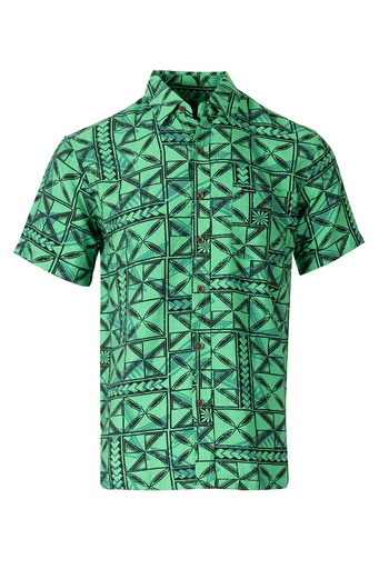 [SS4320] Tribal Origin Mens Bula Shirt- Waevi (S, Green)