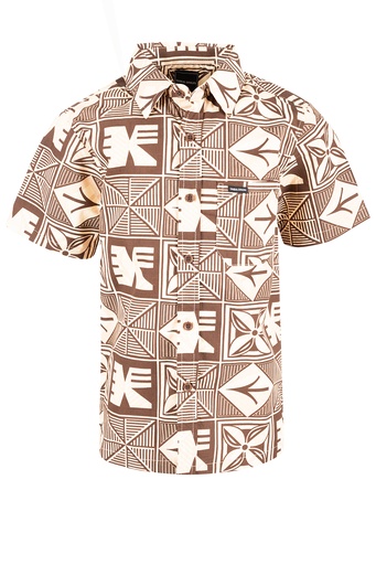 [SB2081] Tribal Origin Boys Bula Shirt- Waevi (2, Brown)