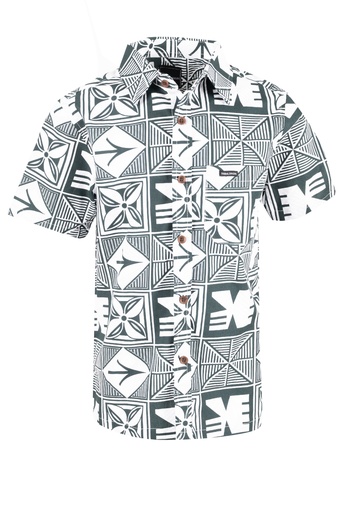 [SB2081] Tribal Origin Boys Bula Shirt- Waevi (2, Bottle Green)